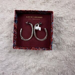 Lucky Brand Hammered Silver Hoop Earrings